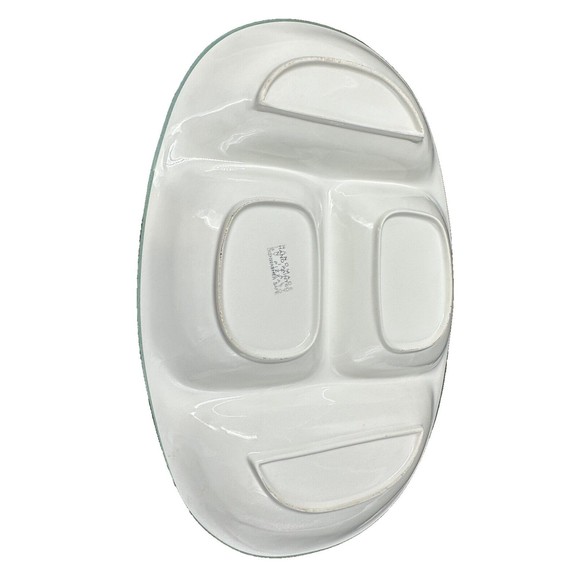 Handmade, Hand-Painted Large Oval Ceramic Fruit Pattern Divided Platter - Italy - Picture 7 of 7